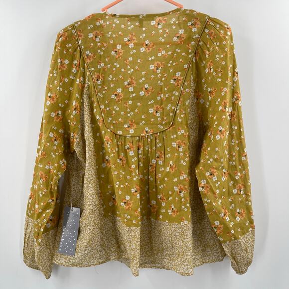 DANIEL RAINN Blouse Size Small NWT Trinity Floral Linen Blend Peasant Top Boho - Picture 3 of 13